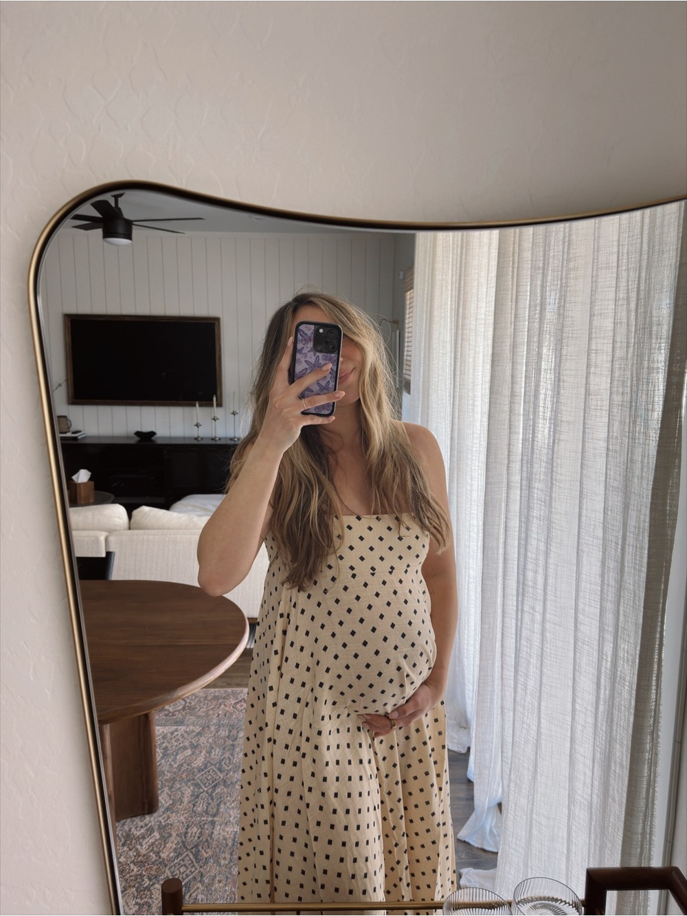 Verge Girl Cream Maxi Dress with Black Square Print